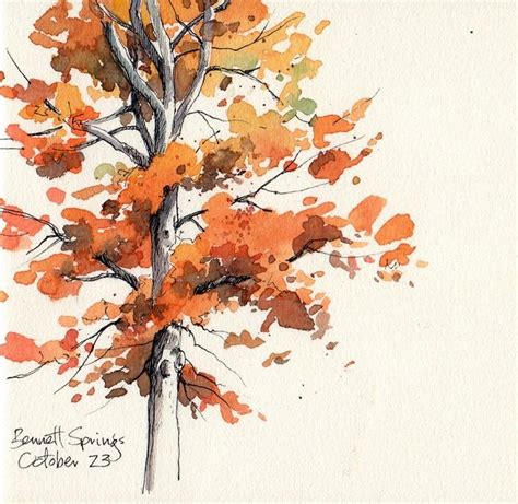 Sunday Afternoon Watercolor Trees Tree Art Fall Watercolor