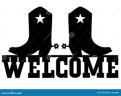 Welcome To Texas Vector Black Graphic Sign Illustration With Cowboy