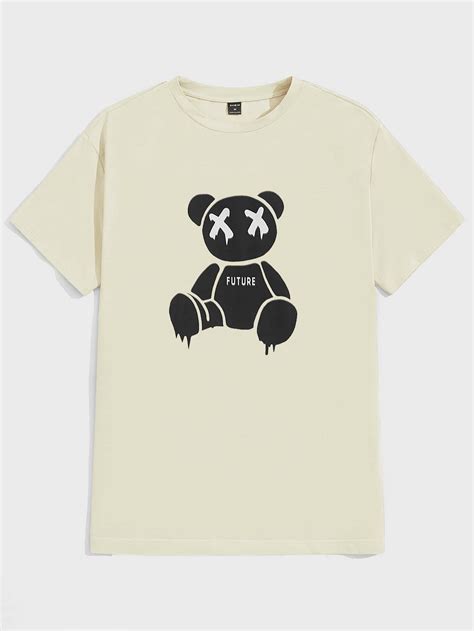 Shein Homens Camiseta Estampa De Urso