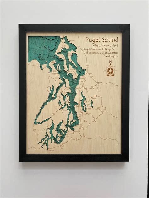 Puget Sound 3d Wood Map Etsy