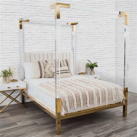 Or go with a wooden single four poster bed with a low design for something more modern. WANT! Trousdale Four Poster Lucite Bed | Modern beds and ...