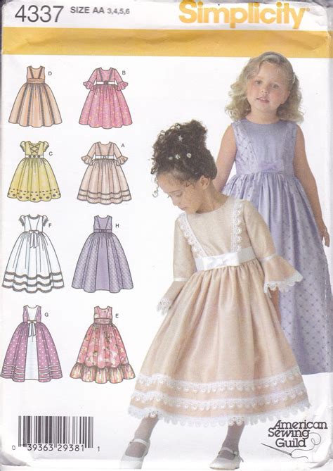 New Sewing Pattern Simplicity 4337 Girls Special Occasion Etsy In