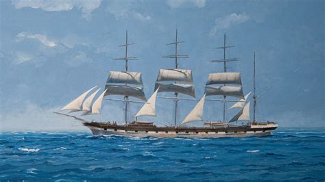 Picture Ships Sailing Painting Art 3840x2160