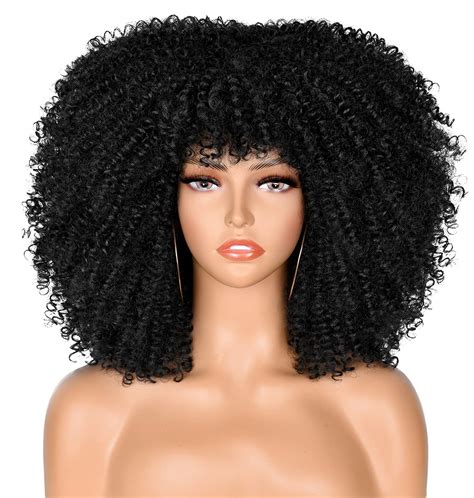 Buy Annivia X Curly Wigs For Black Women Short Kinky Curly Afro Wig With Bangs Synthetic Afro