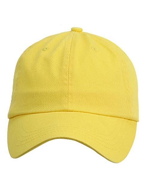 Low Profile Velcro Adjustable Cotton Twill Cap Yellow One Size