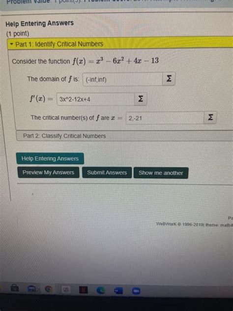 Solved Problem РА Help Entering Answers 1 Point Part 1