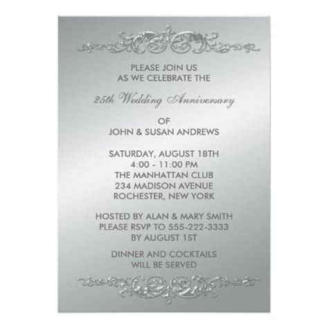 Silver 25th Wedding Anniversary Invitations Invitation Design Blog