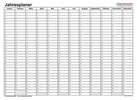 Jahresplaner Im Pdf Format Kalenderpedia