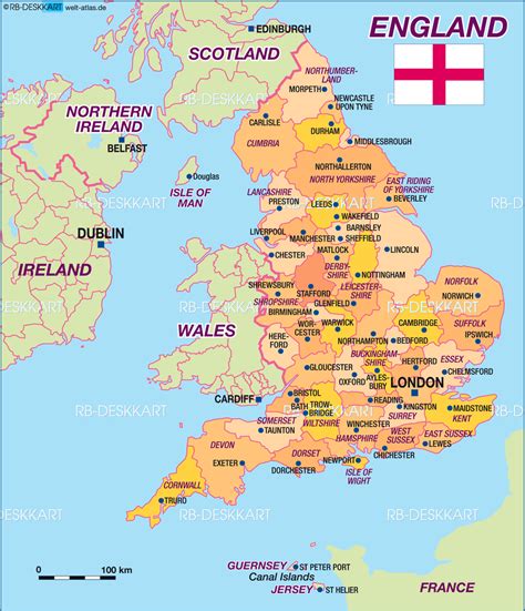 Map Of England Politically State Section In United Kingdom Welt