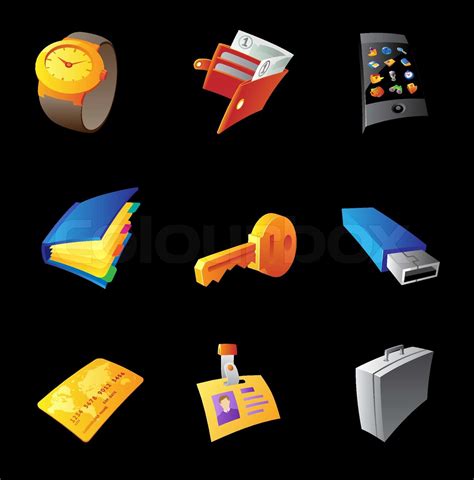 Icons For Personal Belongings Stock Vector Colourbox