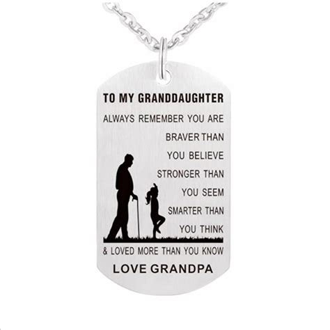 To My Granddaughter Grandpa Grandma Stainless Steel Necklace Tag Dog