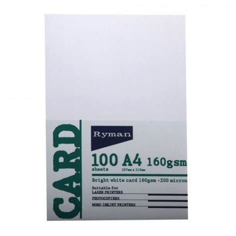 Card A4 160gsm 100 Sheets White