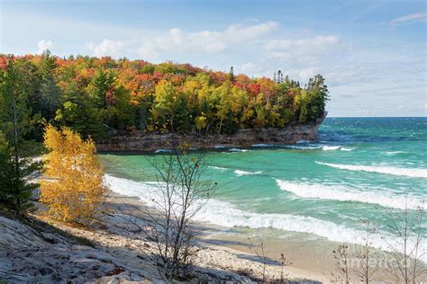 Lake Superior Chapel Beach In Autumn Pictured Rocks National L