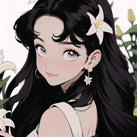 Anime Girl With Flower On Her Head Smiling At Camera Pfp Cartoon