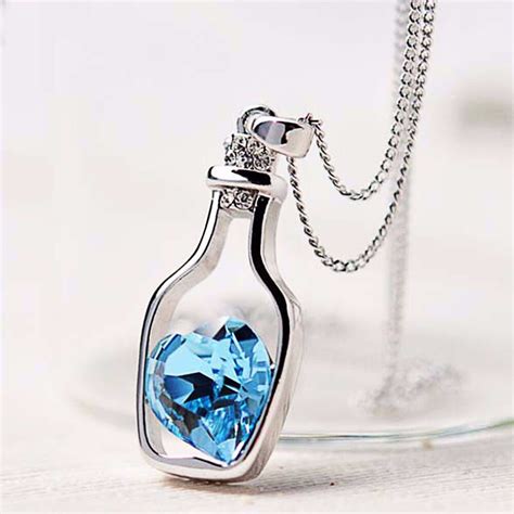 2016 Fashion Silver Plated Glass Crystal Loving Heart Wishing Bottle