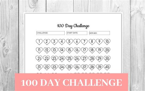 A Printable Day Challenge With Hearts On It