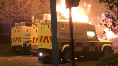 Newtownabbey Police Attacked With Petrol Bombs And Fireworks Bbc News