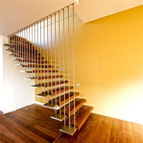 Contemporary Floating Staircase With Stainless Steel Cable Railing