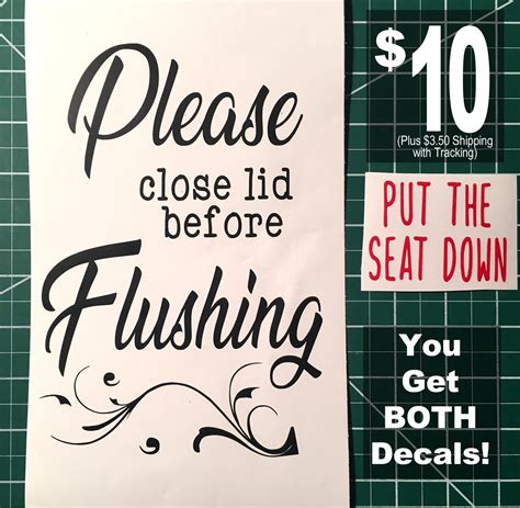 Toilet Decal Please Close Lid Before Flushing Decal Put The Etsy