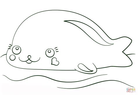 Kawaii Seal Coloring Page Free Printable Coloring Pages