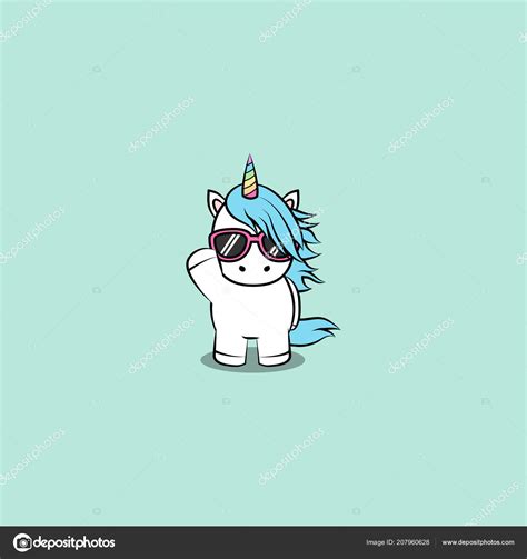 Cute Unicorn Sunglasses Cartoon Vector Illustration Stock Vector Image