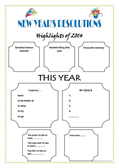 Printable New Year Resolution Template Plus Tips On How To Set Effective Resolutions And