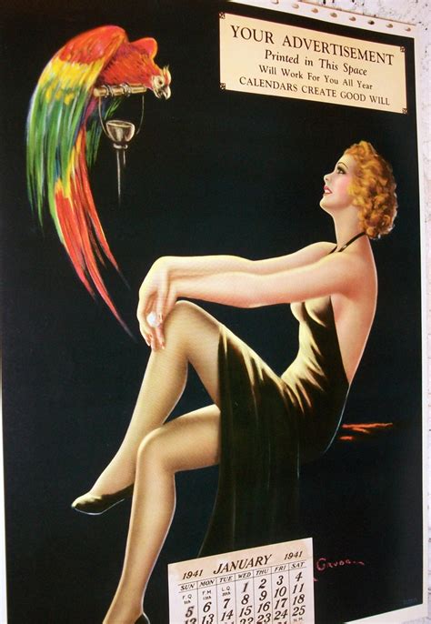 Parrot Flapper Pin Up Girl Artist Barclay Grubben Art Deco Etsy