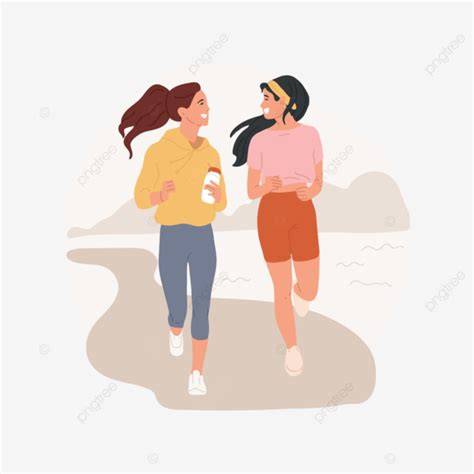 Jogging Isolated Cartoon Vector Illustration Cheerful Teenagers In Sportswear Jogging Isolated