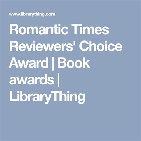 1985 2015 Romantic Times Reviewers Choice Award Book Awards
