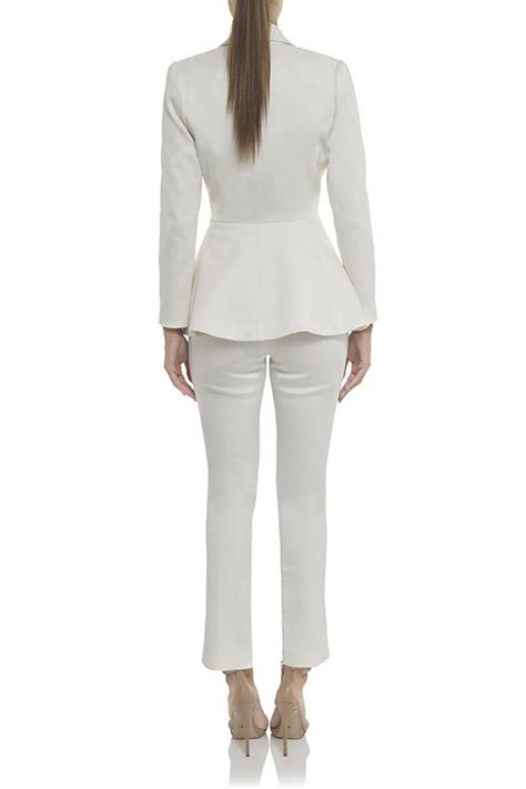 White V Neck Sexy Business Pant Suits Set Shopperboard
