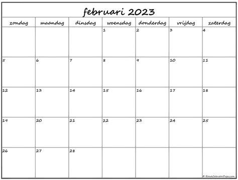 Februari 2023 Kalender Nederlandse Kalender Februari