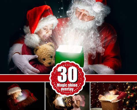 30 Magic Shine Box Christmas Present Photoshop Mix Overlays Etsy