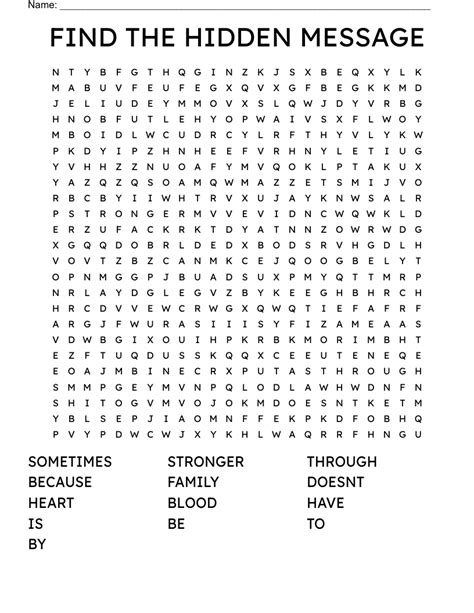 Printable Word Search With Hidden Message