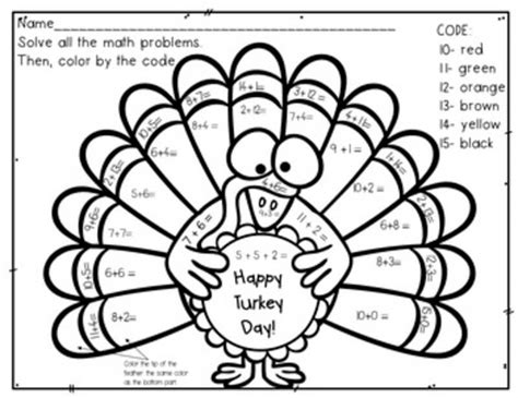Happy Turkey Day Color By Number Download Print Now