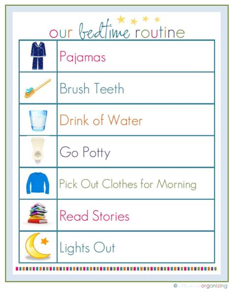 iheart organizing  printables bedtime routine chart charts