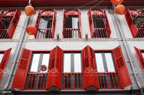 Traditional Chinese Balcony And Sliding Door Architecture Stock Photo
