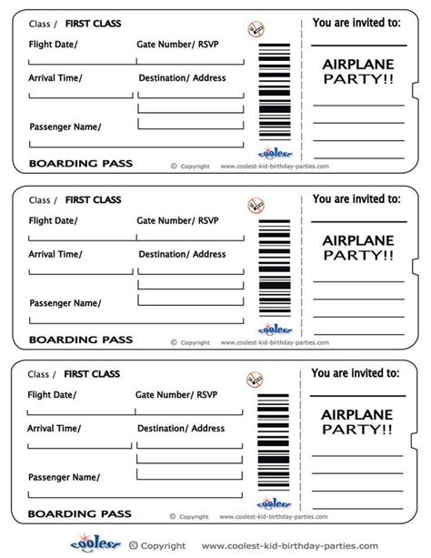 Free Printable Plane Ticket