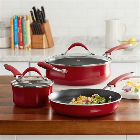 The Pioneer Woman Frontier 5 Piece Non Stick Aluminum Cookware Set Red