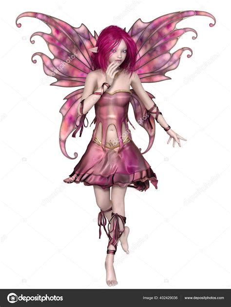 Fantasy Illustration Cute Pretty Fairy Pink Hair Dress Wings Digitally