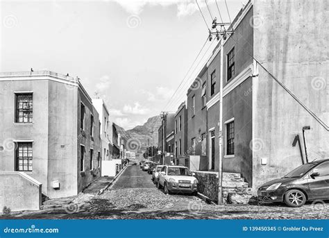 Historic Houses In The Bo Kaap In Cape Town Monochrome Editorial
