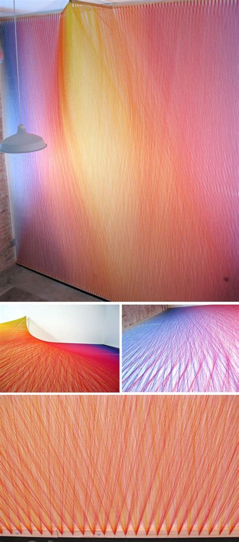 Colorful Rainbow Thread Art Installations Thread Art Installation
