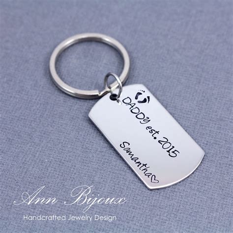 Hand Stamped Father Key Chain Personalized Key Chain Daddy Etsy