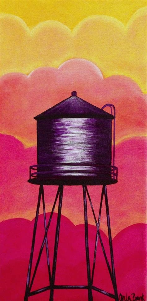 Items Similar To Water Tower 10x20 Original Painting On Etsy