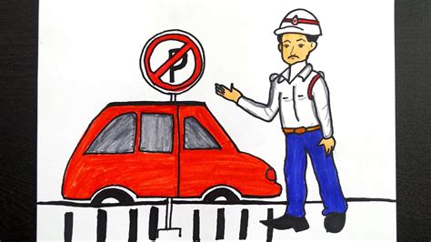 Road Safety Poster Drawing Easy How To Draw A City Street Scene With