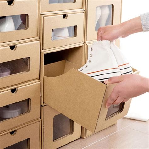 Shoes Storage Box Case Kraft Paper Load Style Storage Shoe Box