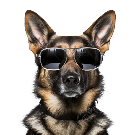 German Shepherd Dog In Glasses On Transparent Background German