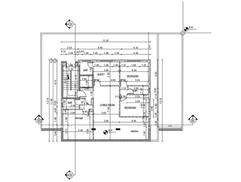 2d Autocad Drawing Of House Bungalow Plans With Working Dimension Cad
