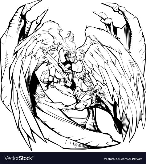Angel Versus Devil Line Art Royalty Free Vector Image