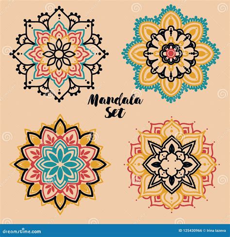 Set Of Madala Round Ornaments Stock Vector Illustration Of Moroccan Ornament 125430966