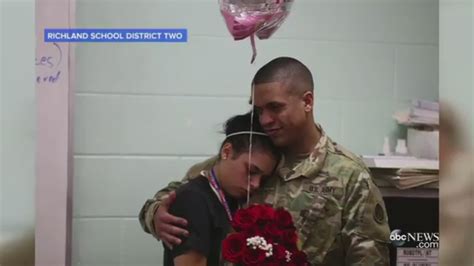 dad surprises daughter at her south carolina school after coming home early from deployment
